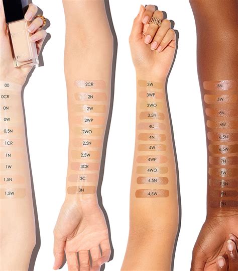 dior forever glow swatches|Dior forever foundation color chart.